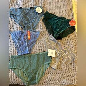 Elegant Lace Panties Set - Blue, Green, Gray